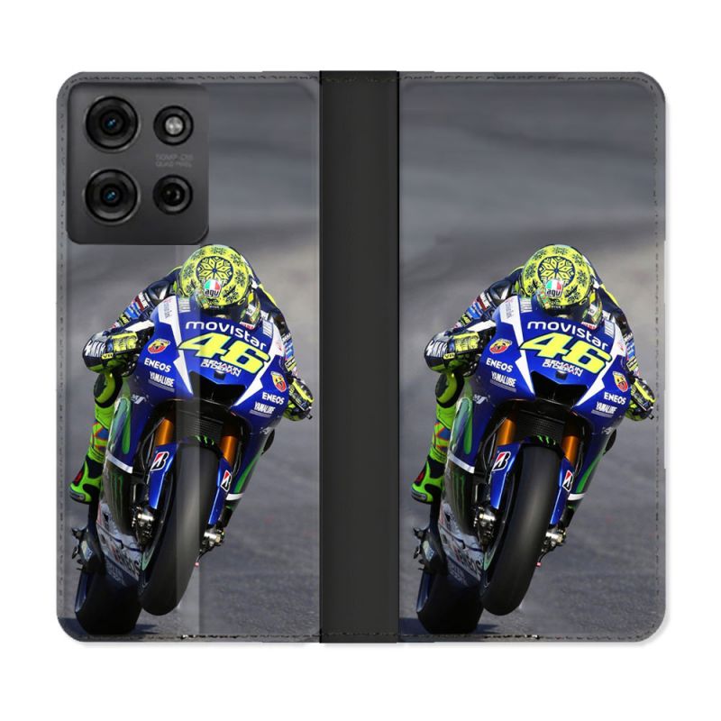 Housse cuir portefeuille Pour Motorola G75 5G Moto Course GP Wheeling 46