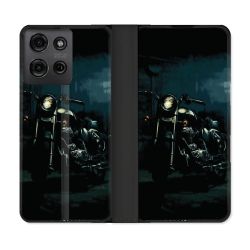 Housse cuir portefeuille Pour Motorola G75 5G Moto Harley Vintage