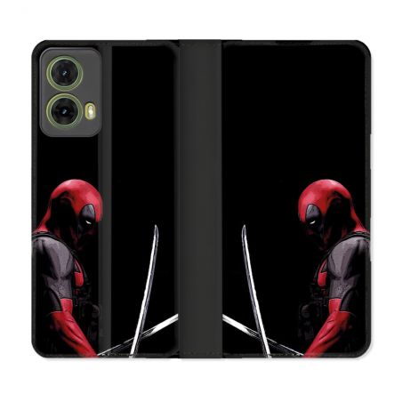 Housse cuir portefeuille Pour Motorola G85 5G Deadpool Epee