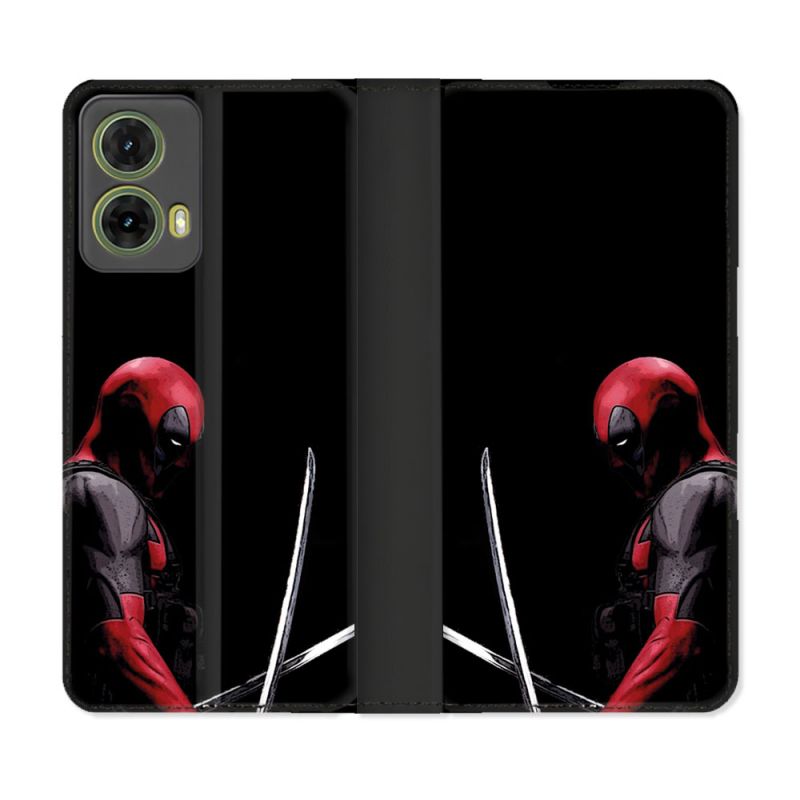 Housse cuir portefeuille Pour Motorola G85 5G Deadpool Epee