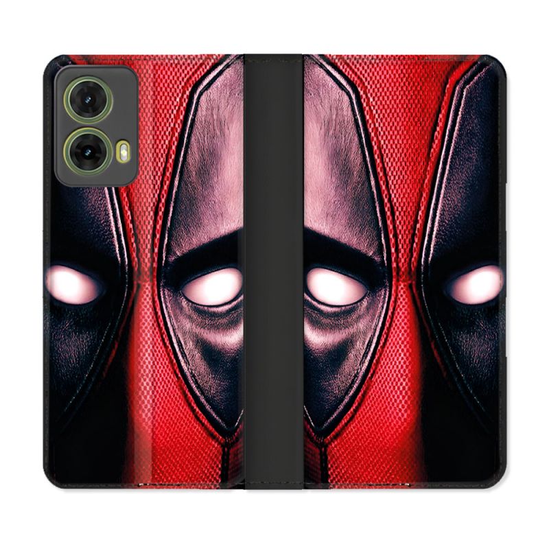 Housse cuir portefeuille Pour Motorola G85 5G Deadpool Yeux