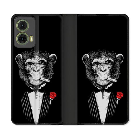 Housse cuir portefeuille Pour Motorola G85 5G Decale Singe Mafia
