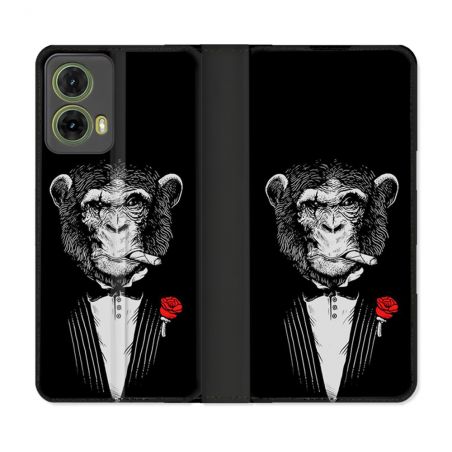 Housse cuir portefeuille Pour Motorola G85 5G Decale Singe Mafia