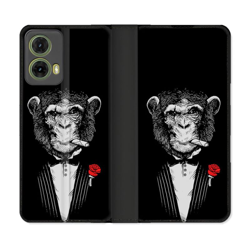 Housse cuir portefeuille Pour Motorola G85 5G Decale Singe Mafia