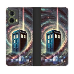 Housse cuir portefeuille Pour Motorola G85 5G Dr Who Tardis Univers