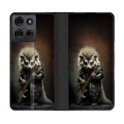 Housse cuir portefeuille Pour Motorola G75 5G Musique Rock Herisson