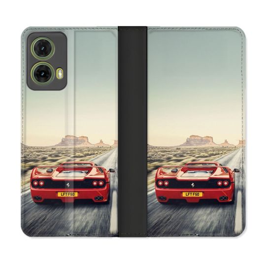 Housse cuir portefeuille Pour Motorola G85 5G Ferrari F50