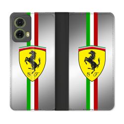 Housse cuir portefeuille Pour Motorola G85 5G Ferrari Ligne