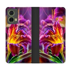 Housse cuir portefeuille Pour Motorola G85 5G Fleur Lys Color