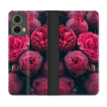 Housse cuir portefeuille Pour Motorola G85 5G Fleur Pivoine