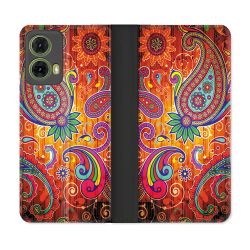Housse cuir portefeuille Pour Motorola G85 5G Fleur Psychedelic