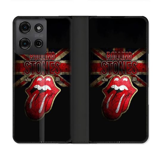 Housse cuir portefeuille Pour Motorola G75 5G Musique Rolling Stones