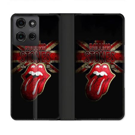 Housse cuir portefeuille Pour Motorola G75 5G Musique Rolling Stones