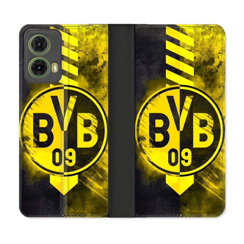 Housse cuir portefeuille Pour Motorola G85 5G Foot Dortmund