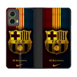 Housse cuir portefeuille Pour Motorola G85 5G Foot FC Barcelone Vintage