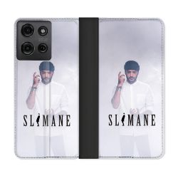 Housse cuir portefeuille Pour Motorola G75 5G Musique Slimane Blanc