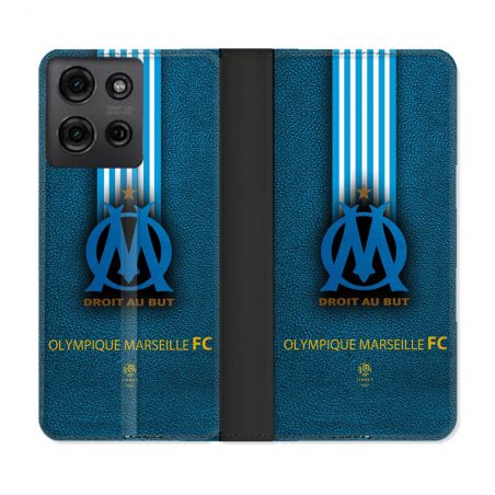 Housse cuir portefeuille Pour Motorola G75 5G Olympique Marseille OM Bande