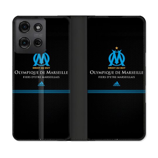 Housse cuir portefeuille Pour Motorola G75 5G Olympique Marseille OM Fier etre Marseillais