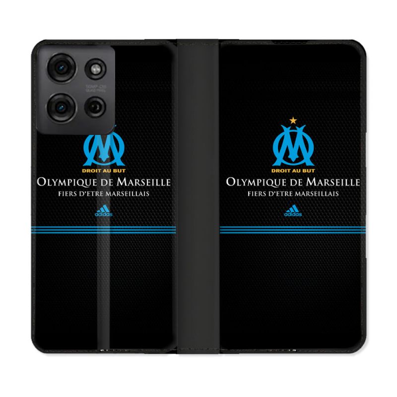 Housse cuir portefeuille Pour Motorola G75 5G Olympique Marseille OM Fier etre Marseillais