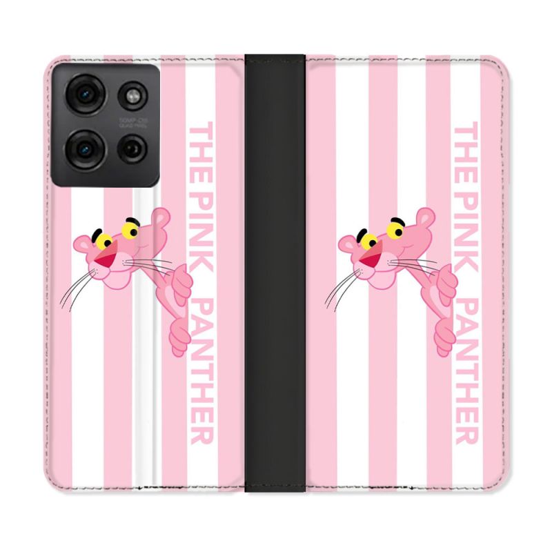 Housse cuir portefeuille Pour Motorola G75 5G Panthere Rose