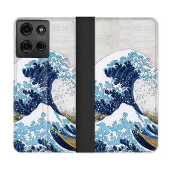 Housse cuir portefeuille Pour Motorola G75 5G Peinture La Grande Vague