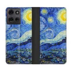 Housse cuir portefeuille Pour Motorola G75 5G Peinture La nuit étoilée