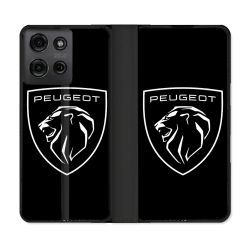 Housse cuir portefeuille Pour Motorola G75 5G Peugeot