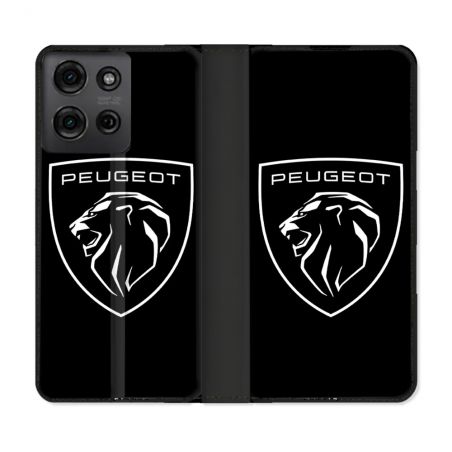 Housse cuir portefeuille Pour Motorola G75 5G Peugeot