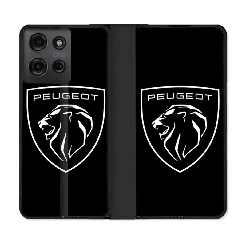 Housse cuir portefeuille Pour Motorola G75 5G Peugeot