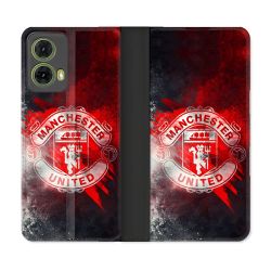 Housse cuir portefeuille Pour Motorola G85 5G Foot Manchester United
