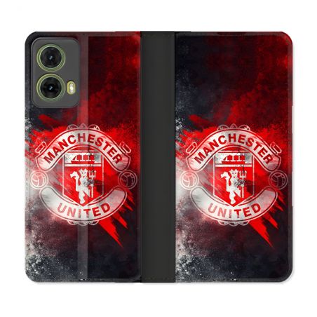 Housse cuir portefeuille Pour Motorola G85 5G Foot Manchester United