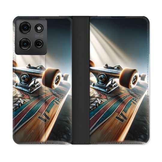Housse cuir portefeuille Pour Motorola G75 5G Planche Skate