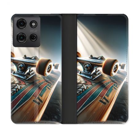Housse cuir portefeuille Pour Motorola G75 5G Planche Skate
