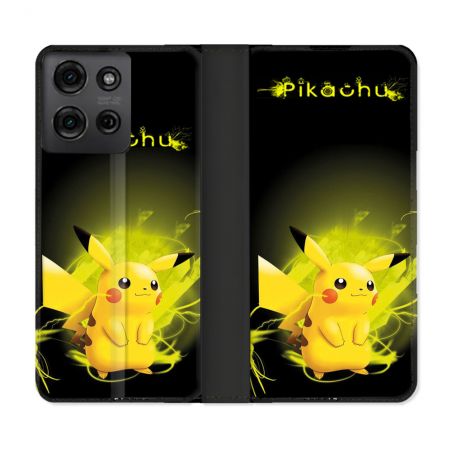 Housse cuir portefeuille Pour Motorola G75 5G Pokemon Pikachu Eclair
