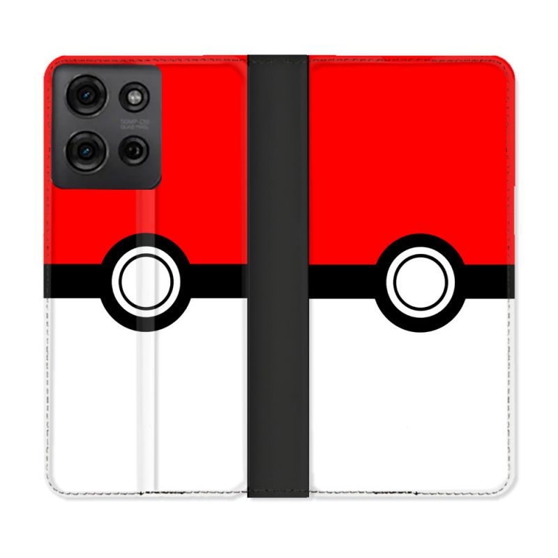 Housse cuir portefeuille Pour Motorola G75 5G Pokemon Pokeball