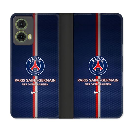 Housse cuir portefeuille Pour Motorola G85 5G Foot PSG Fier