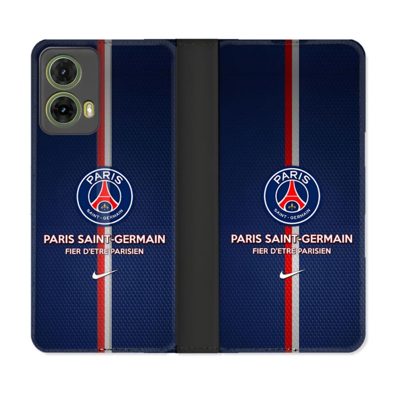 Housse cuir portefeuille Pour Motorola G85 5G Foot PSG Fier