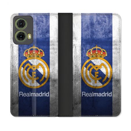 Housse cuir portefeuille Pour Motorola G85 5G Foot Real Madrid