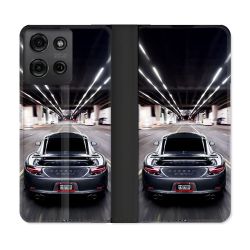 Housse cuir portefeuille Pour Motorola G75 5G Porsche 911