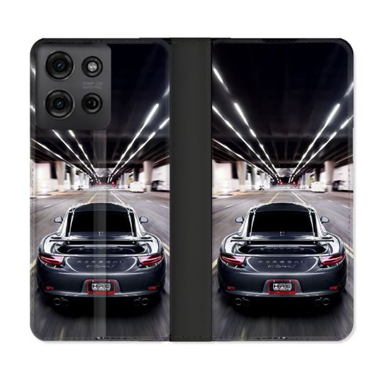Housse cuir portefeuille Pour Motorola G75 5G Porsche 911