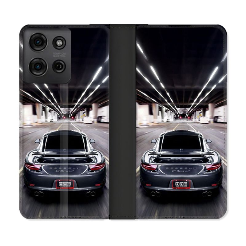 Housse cuir portefeuille Pour Motorola G75 5G Porsche 911