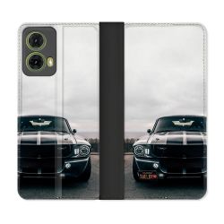 Housse cuir portefeuille Pour Motorola G85 5G Ford Mustang GT500 Vintage