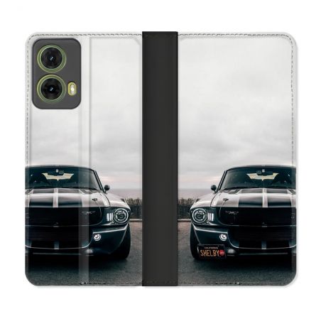 Housse cuir portefeuille Pour Motorola G85 5G Ford Mustang GT500 Vintage