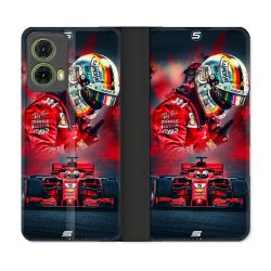 Housse cuir portefeuille Pour Motorola G85 5G Formule 1 F1 Ferrari