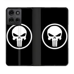 Housse cuir portefeuille Pour Motorola G75 5G Punisher