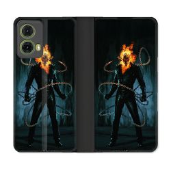 Housse cuir portefeuille Pour Motorola G85 5G Ghost Rider