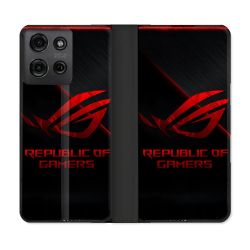 Housse cuir portefeuille Pour Motorola G75 5G ROG Rouge
