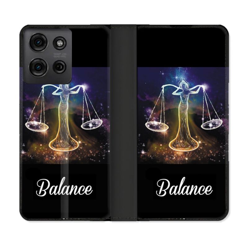 Housse cuir portefeuille Pour Motorola G75 5G Signe Zodiaque 2 Balance