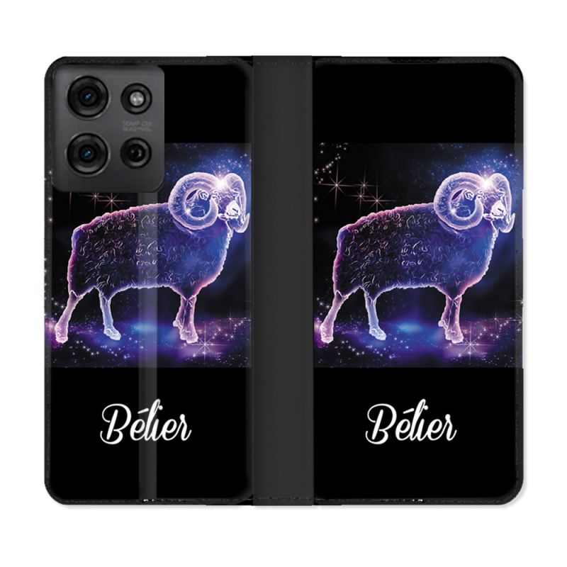 Housse cuir portefeuille Pour Motorola G75 5G Signe Zodiaque 2 Bélier