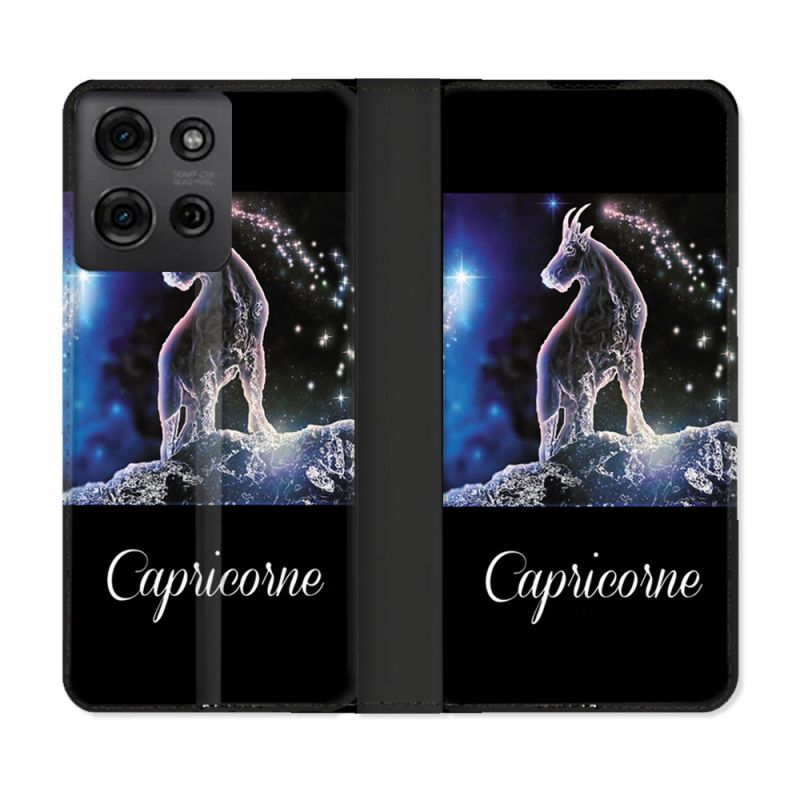 Housse cuir portefeuille Pour Motorola G75 5G Signe Zodiaque 2 Capricorne
